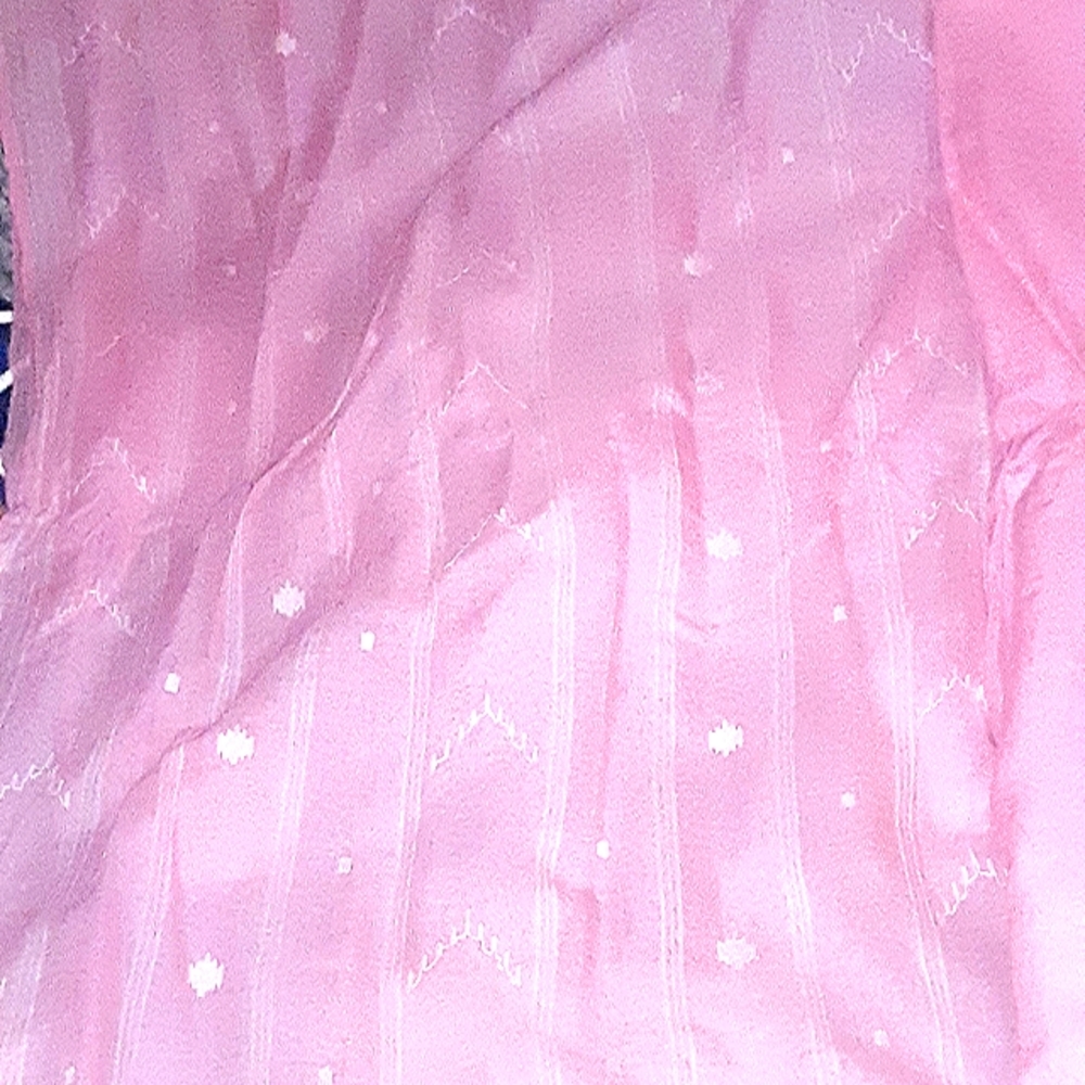 Pink and white sari
